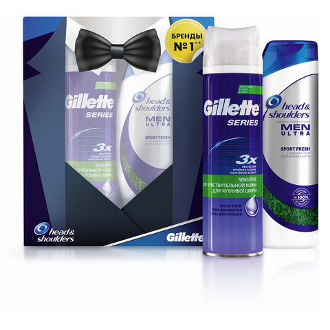 фото Подарочный набор gillette пена д/бритья 250мл+шампунь sports fresh 200мл