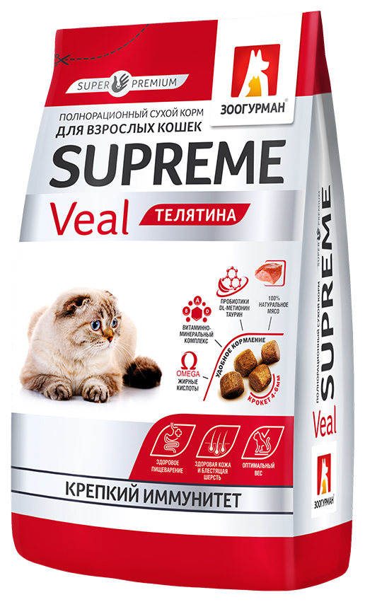 фото Сухой корм для кошек зоогурман supreme, телятина, 10кг