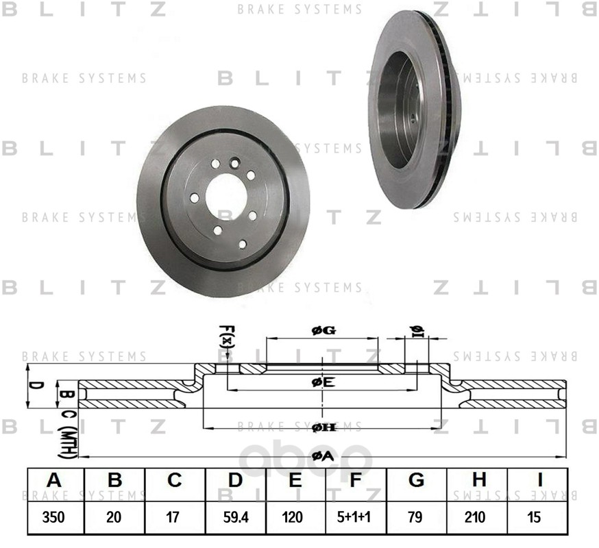 фото Тормозной диск blitz для land rover discovery/range rover, range rover sport 2005 - bs0287