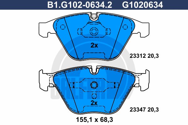 фото Комплект тормозных дисковых колодок galfer b1.g102-0634.2