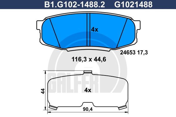 

Комплект тормозных дисковых колодок GALFER B1.G102-1488.2