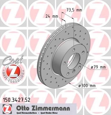 фото Тормозной диск zimmermann 150.3427.52