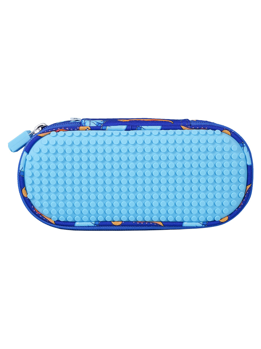 фото Пенал школьный пиксельный super class pencil case wy-b012 с динозаврами синий upixel