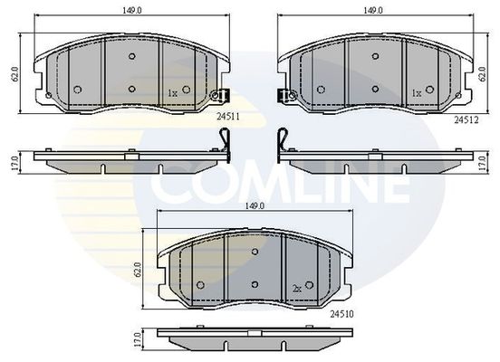 фото Комплект тормозных колодок, дисковый тормоз comline cbp31582