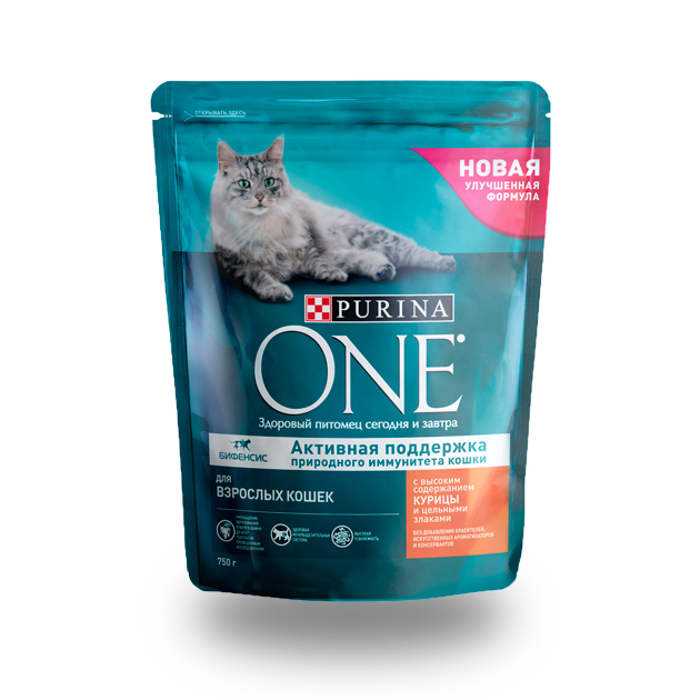 фото Сухой корм для кошек purina one, курица, 0,75кг