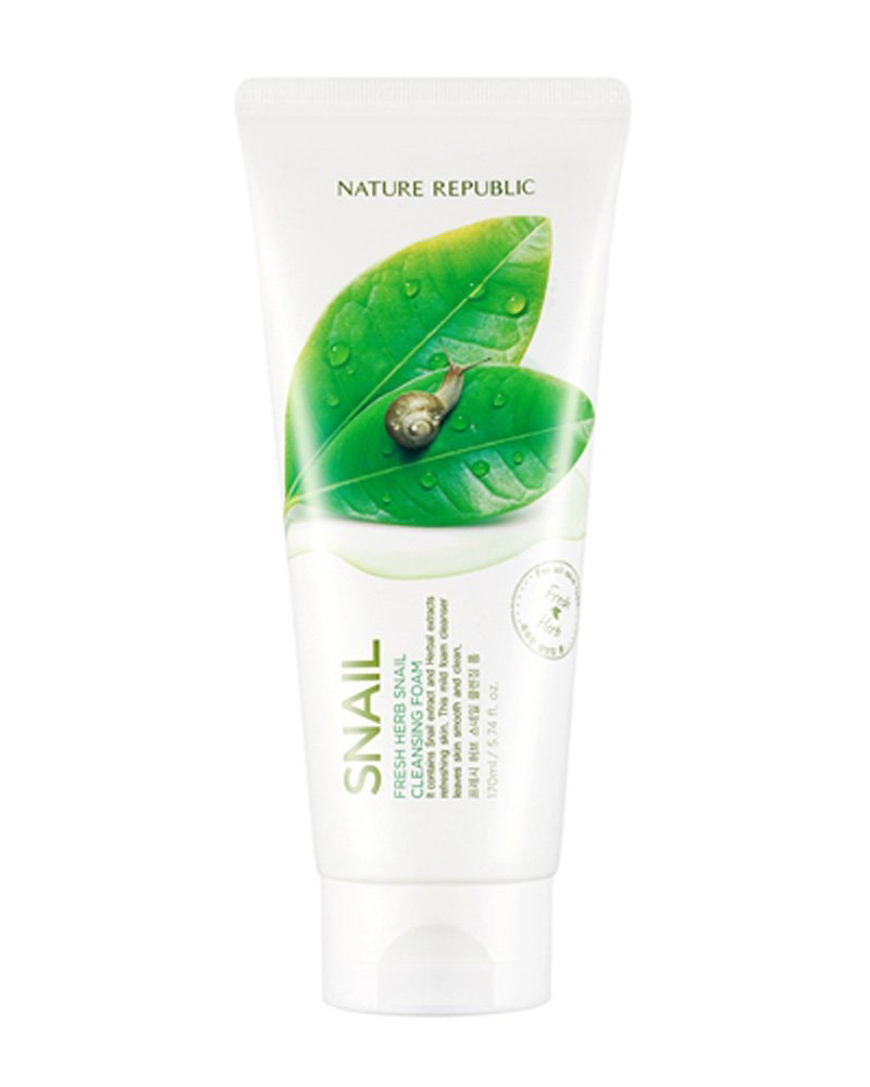 фото Пенка для умывания fresh herb snaiil cleansing foam 170мл nature republic