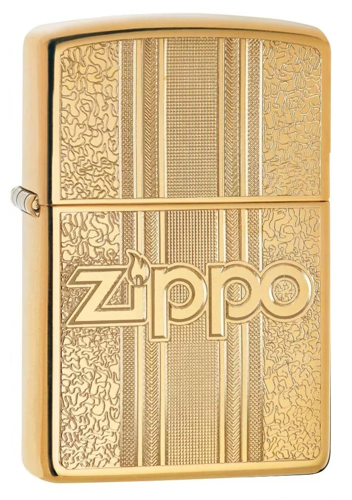 Бензиновая зажигалка Zippo Zippo and Pattern Design High Polish Brass