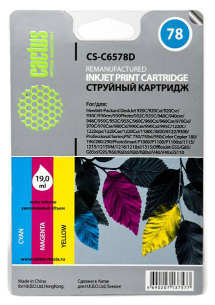 

Картридж для струйного принтера Cactus CS-C6578D цветной, Многоцветный, CS-C6578D