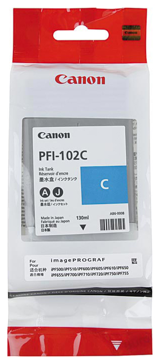 фото Картридж для струйного принтера canon pfi-102c голубой, оригинал