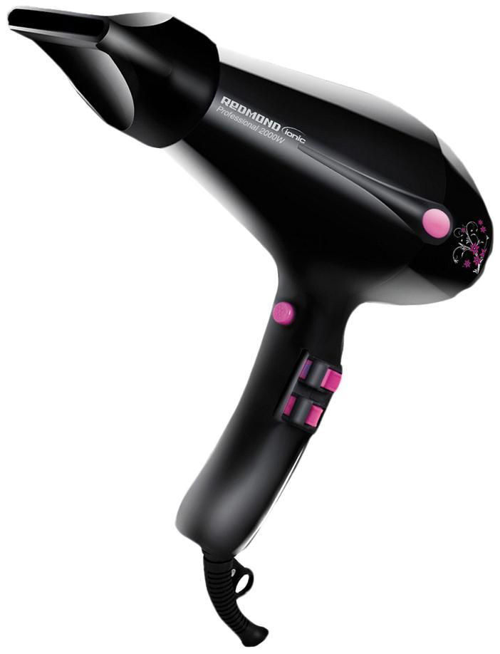 Фен REDMOND RF-505 2 000 Вт черный, розовый щипцы для укладки волос redmond rci 2334