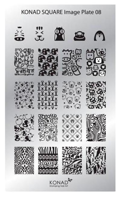 

Трафареты для ногтей KONAD Пластина для стемпинга Square Image Plate 08, square Image