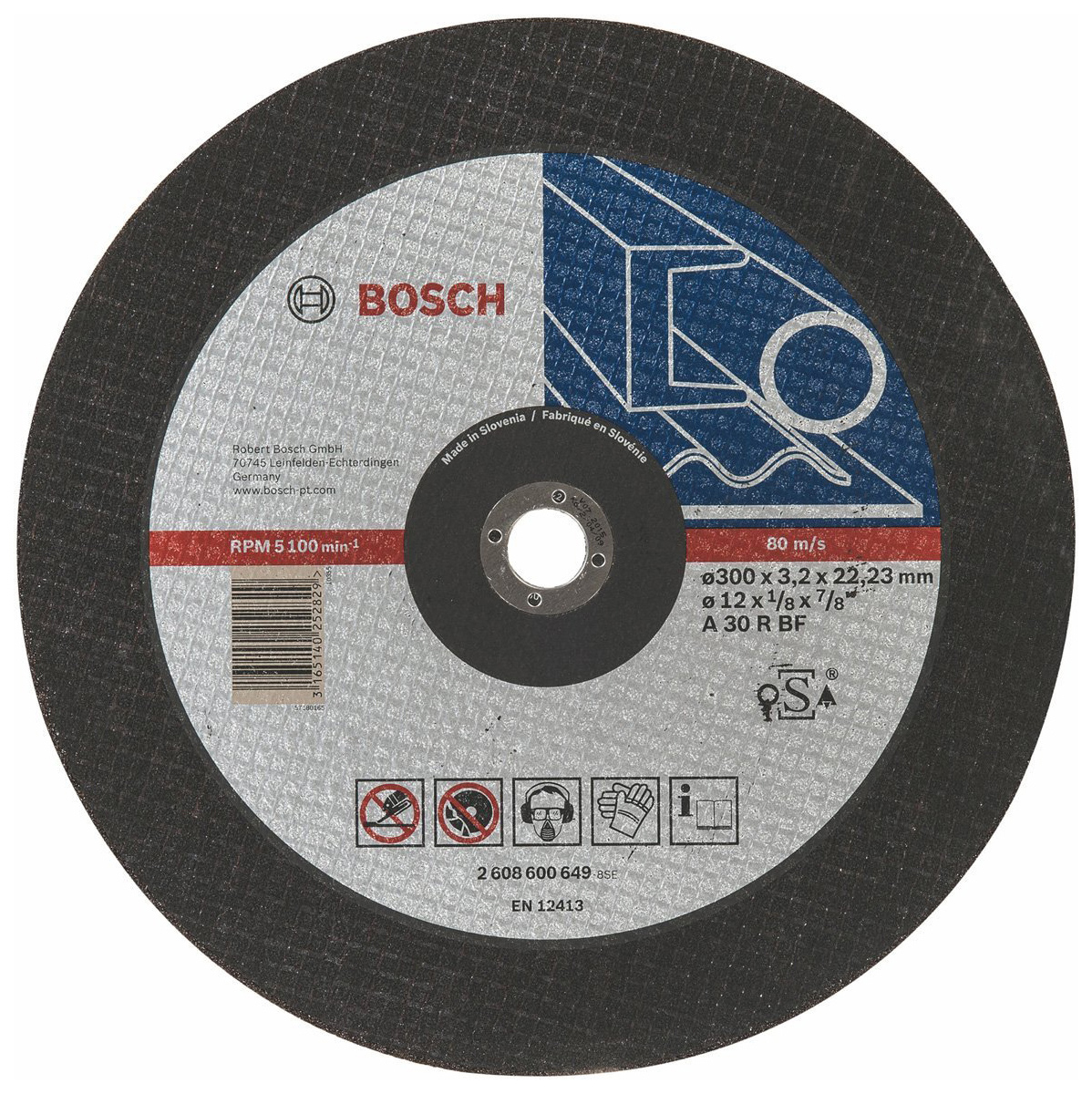 Диск отрезной абразивный Bosch МЕТАЛЛ 300X3,2 мм 2608600649 абразивный диск schtaer