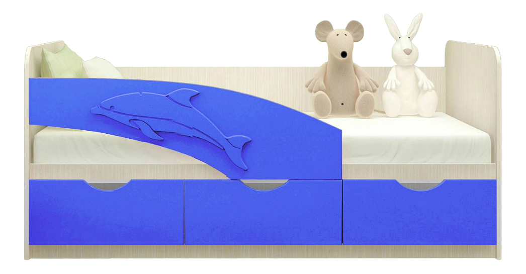 фото Кровать миф (мебель) дельфин 80х180 см синяя фабрика миф