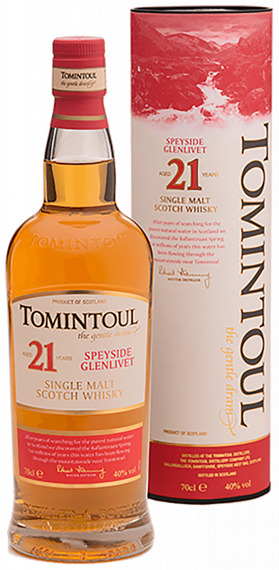 Виски Tomintoul Speyside Glenlivet Single Malt Scotch Whisky 21 YO (gift box)