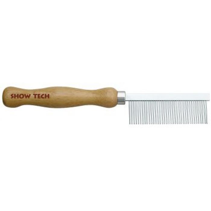 фото Расческа show tech wooden comb, для жесткой шерсти животных, 18 см, с зубчиками 2,3 мм