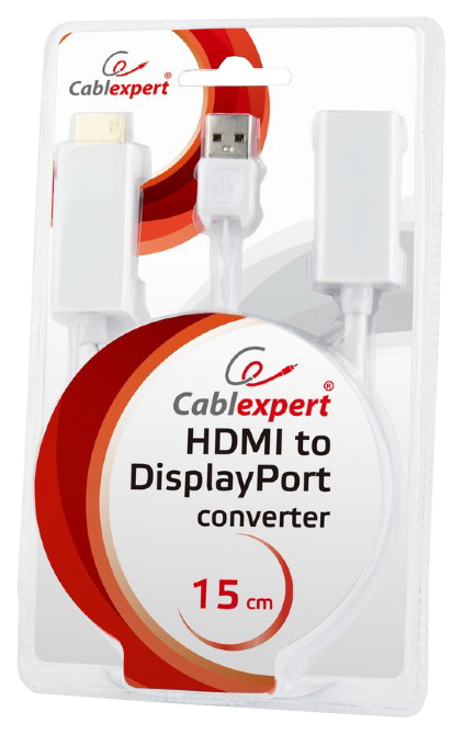 

Адаптер HDMI на DisplayPort конвертер Cablexpert DSC-HDMI-DPW плюс usb питание, белый