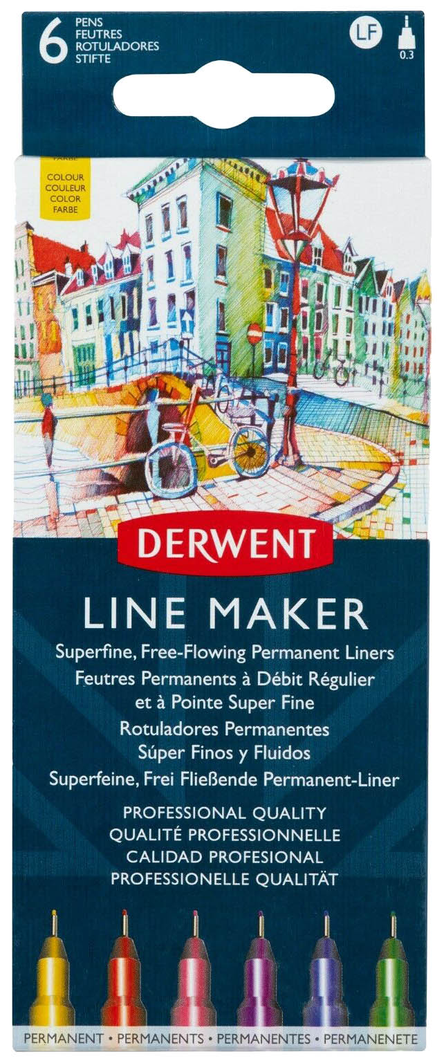 фото Набор капиллярных ручек derwent «line maker» 6 штук