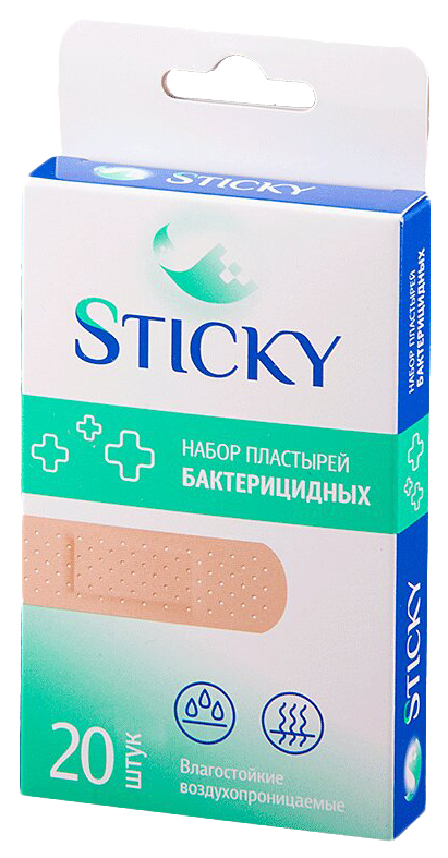 Купить Пластырь бактерицидный Sticky влагостойкий набор универсальный 20 шт.