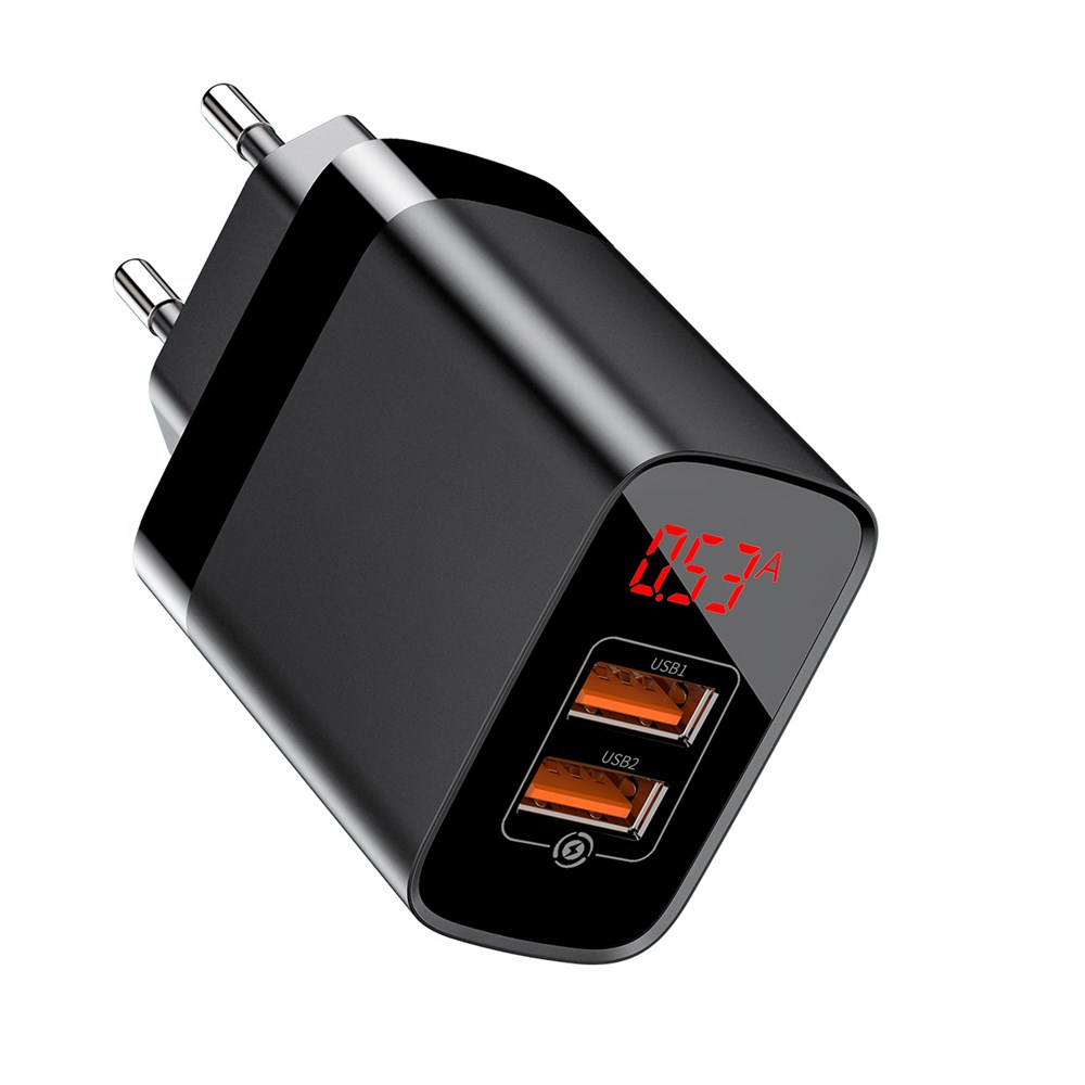 

Сетевое зарядное устройство Baseus Mirror Lake Dual Digital Display, 2xUSB, 3 A, black, Mirror Lake Dual Digital Display Quick Charger