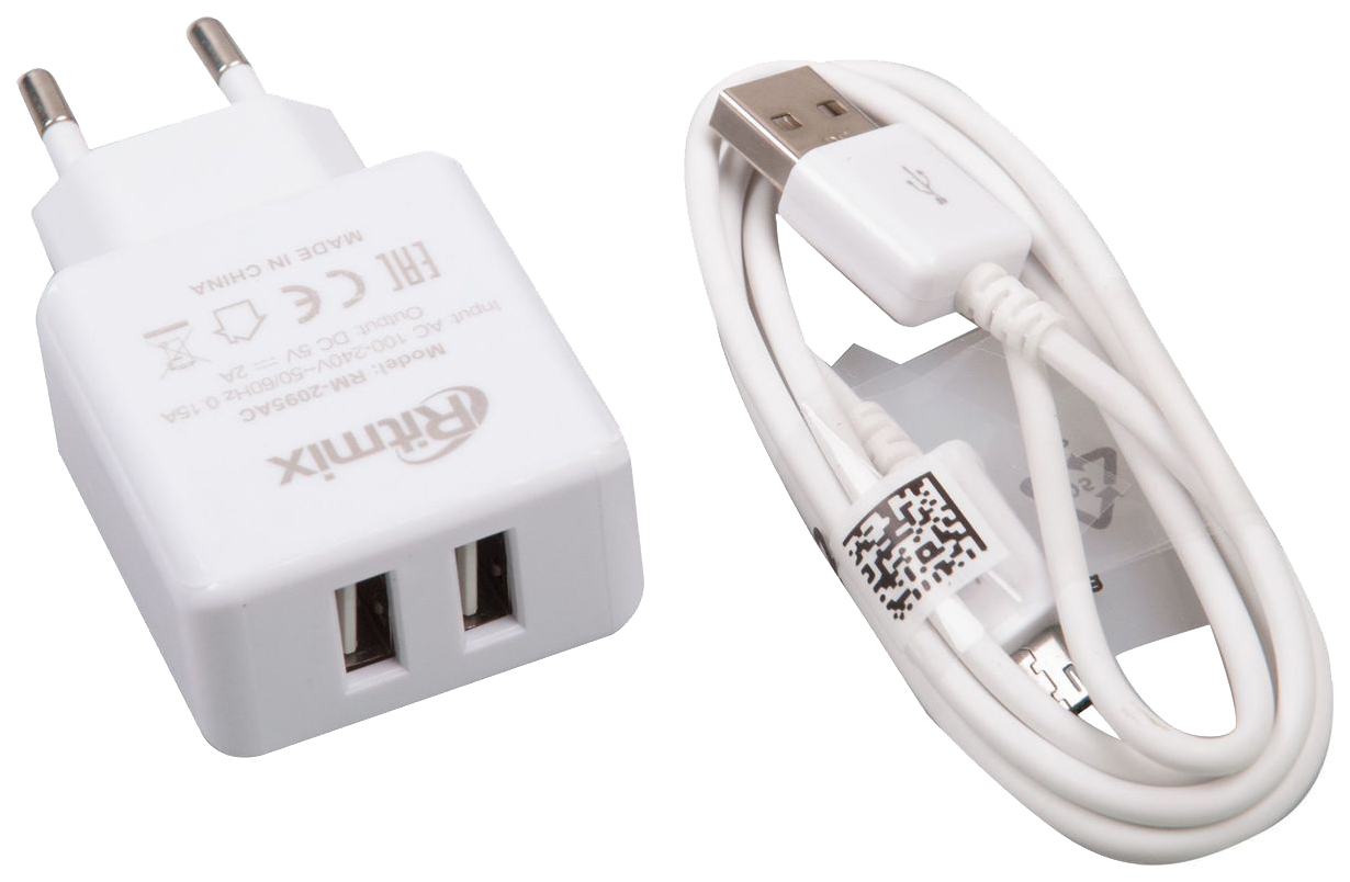 

Сетевое зарядное устройство Ritmix RM-2095, 1 USB, 2 A, white, RM-2095