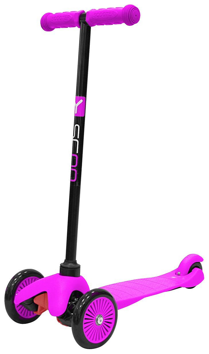 фото Самокат трехколесный y-scoo mini a-5 simple pink с цветными колесами