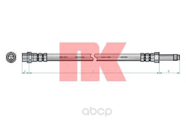 фото Шланг тормозной системы nk 853328 передний