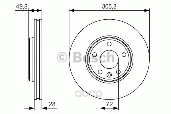 

Тормозной диск Bosch передний для Nissan Primastar/Opel Vivaro/Renault Trafic 0986479R93