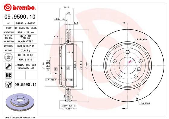 фото Тормозной диск brembo 09.9590.11