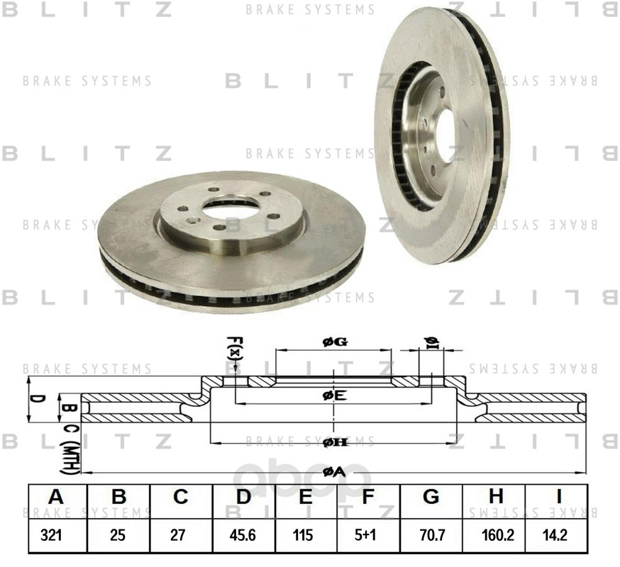 фото Тормозной диск blitz передний вентилируемый для opel astra, zafira 2011- bs0316