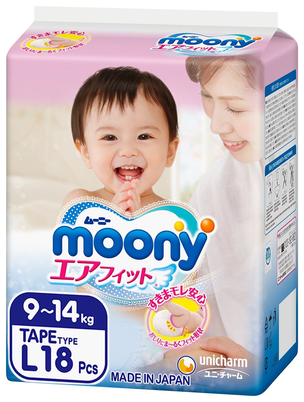 

Подгузники MOONY, L (9-14 кг), 18 шт, Econom