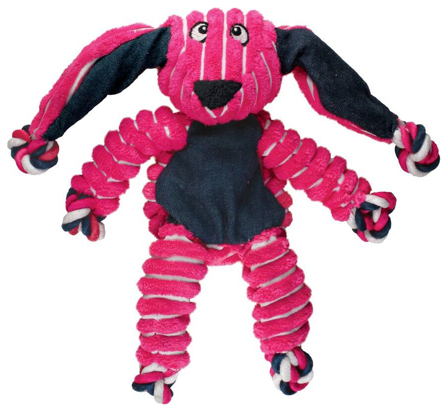 фото Мягкая игрушка для собак kong floppy knots кролик малый, розовый, синий, длина 23 см