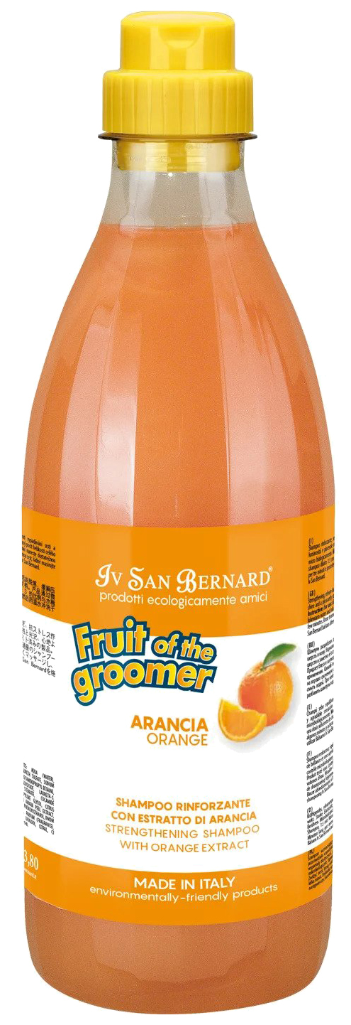 фото Шампунь для кошек и собак isb fruit of the grommer orange против выпадения шерсти, 1 л iv san bernard