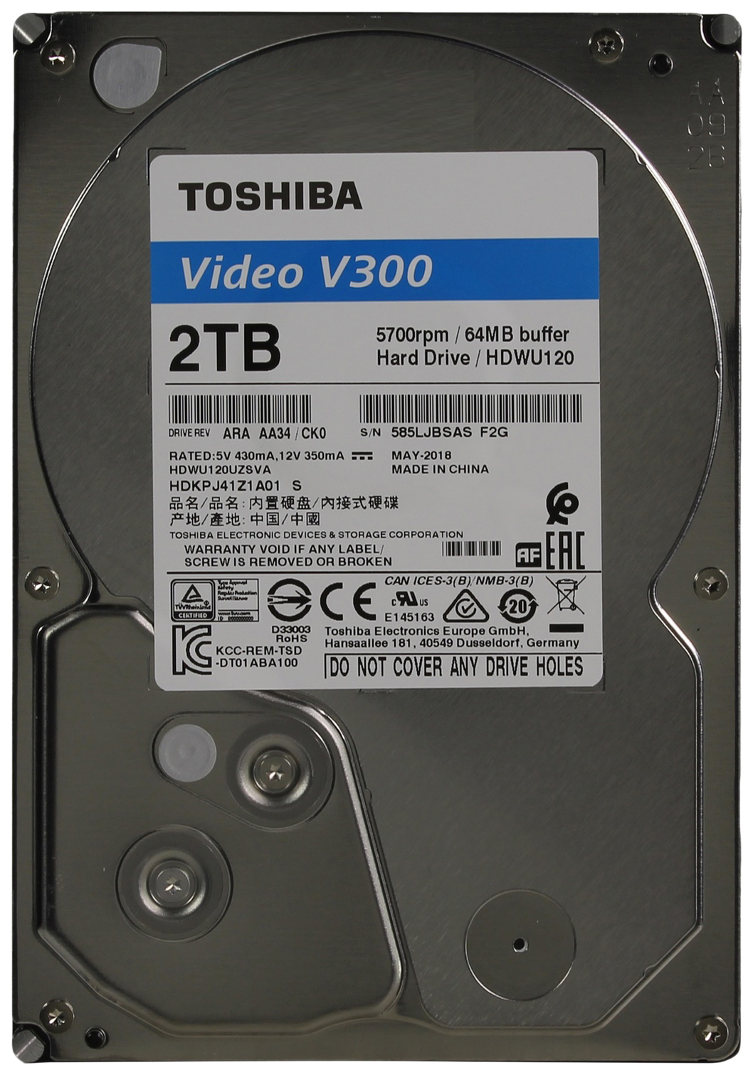 

Жесткий диск Toshiba V300 2ТБ (HDWU120UZSVA), V300