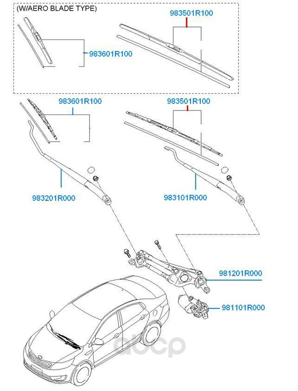 фото Щетка стеклоочистителя hyundai-kia 983501r100 650мм водительская