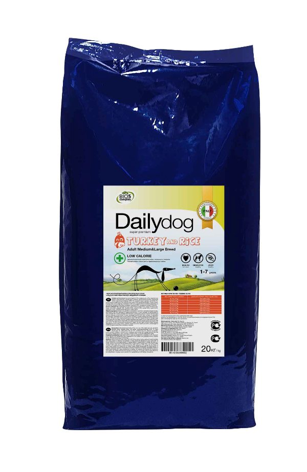 фото Сухой корм для собак dailydog adult medium-large breed low calorie, индейка и рис, 20кг