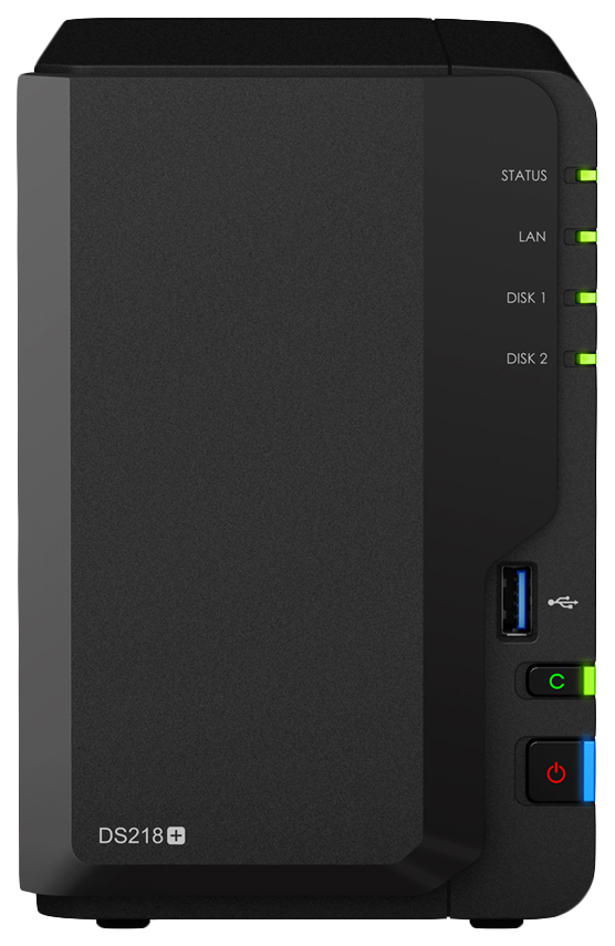 

Сетевое хранилище данных Synology DS218+, Synology DS218+ для 2x3,5/2,5 SATA HDD (LAN)