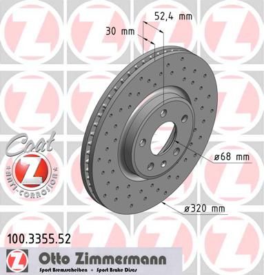 фото Тормозной диск zimmermann 100.3355.52