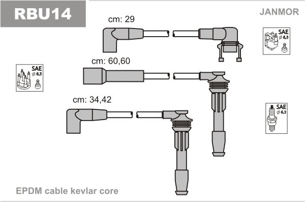 

Комплект проводов зажигания JANMOR RBU14