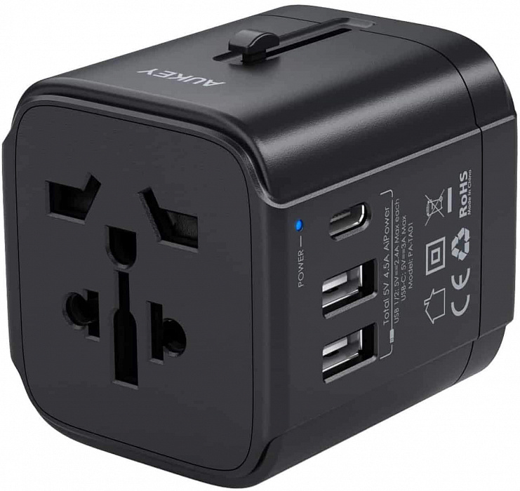 

Сетевое зарядное устройство Aukey Universal Travel Adapter, 2xUSB, 3 A, (PA-TA01) black, Universal Travel Adapter
