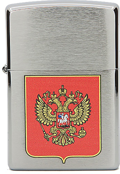 

Бензиновая зажигалка Zippo №200 Герб России Brushed Chrome, Серебристый, №200 Герб России
