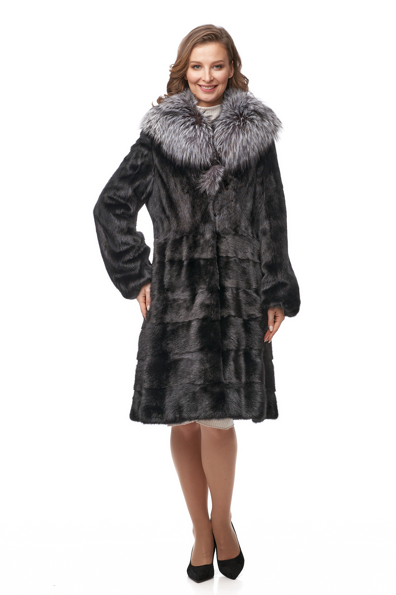 

Шуба женская МОСМЕХА 8010753 черная 44 RU, 8010753