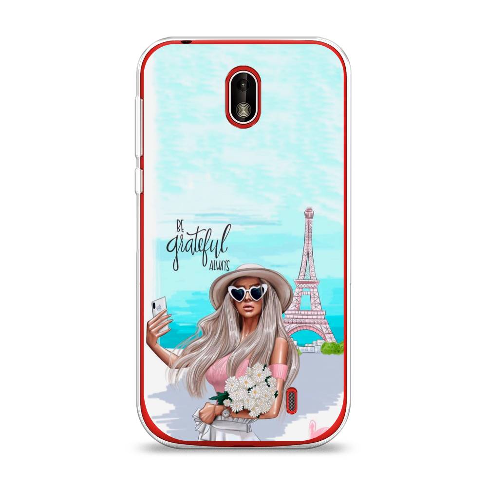 

Чехол на Nokia 1 "Селфи Париж", Голубой;бежевый, 121250-6