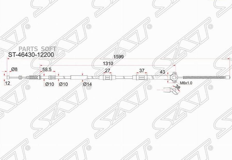 Трос Ручника Ty Corolla Ae/Ee10#/11# 91- (Барабан Тормоза) Lh (левый) Sat арт. ST-46430-12