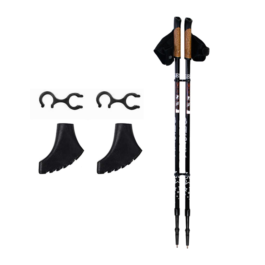 фото Палки для скандинавской ходьбы gess basic walker, черный, 80-135 см