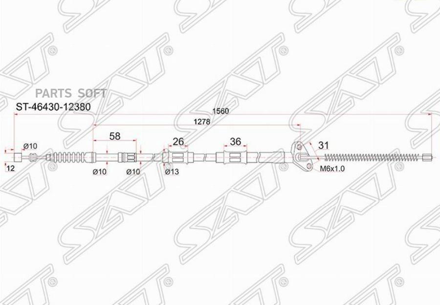 Трос Ручника Ty Sprinter Carib Ae114115 4Wd 95-02 - Lh Левый Sat St-46430-12380 1270₽