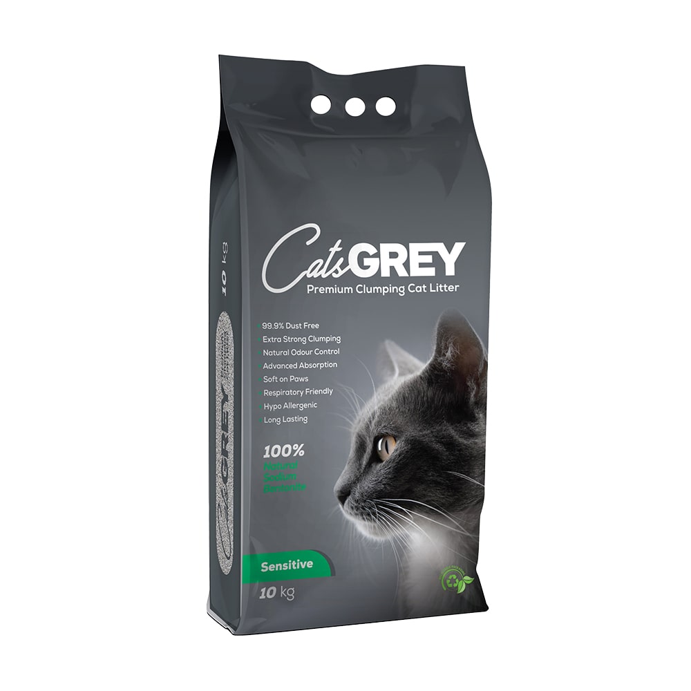 Комкующийся наполнитель Cat's Grey Sensitive бентонитовый, 10 кг