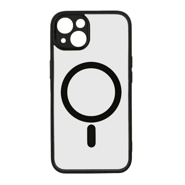 

Накладка силикон MagSafe для iPhone 14 прозрачный с черной окантовкой