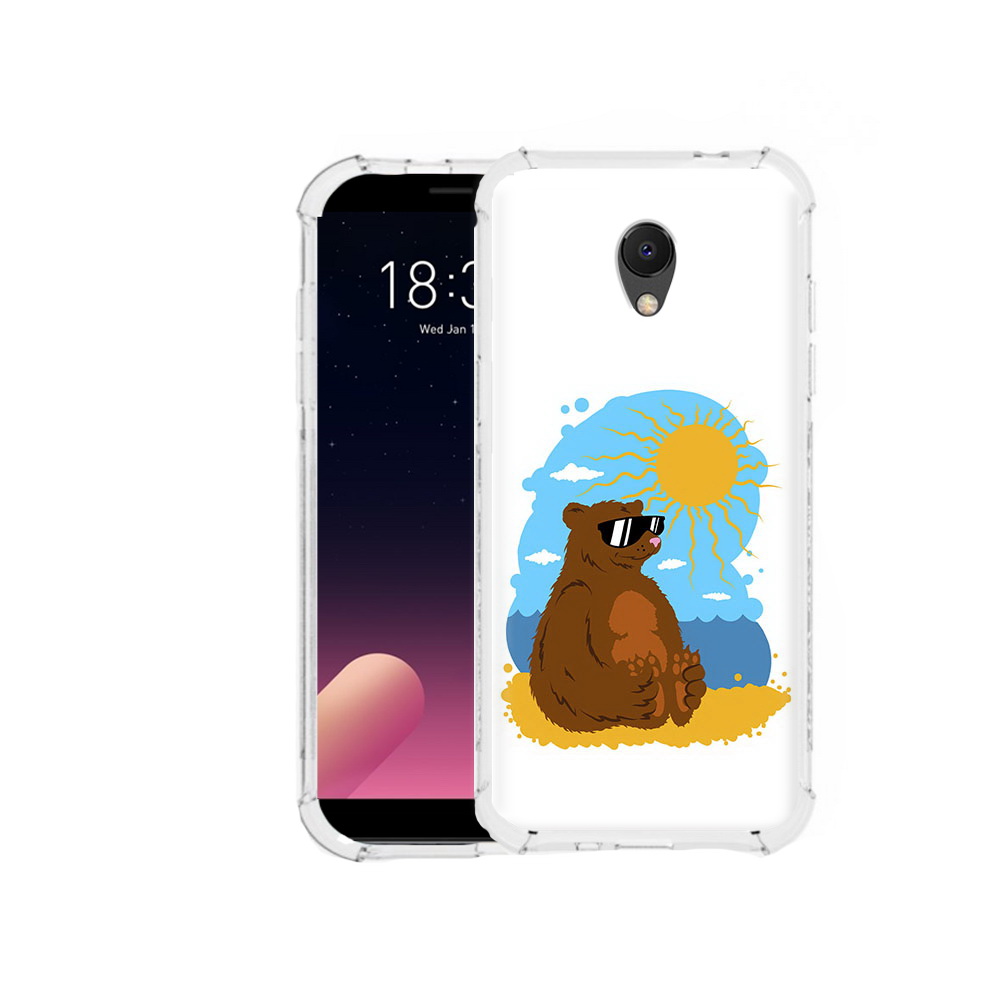 

Чехол MyPads Tocco для Meizu M6S медведь на чиле, Прозрачный, Tocco