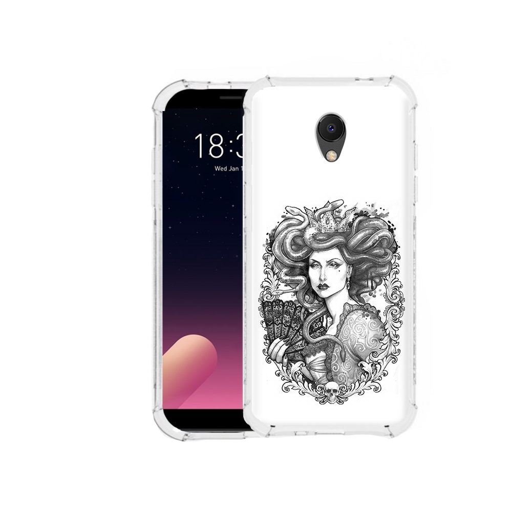

Чехол MyPads Tocco для Meizu M6S медуза черно белый, Прозрачный, Tocco