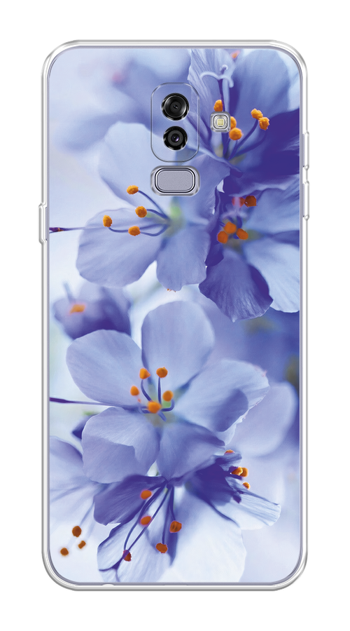 

Чехол на Samsung Galaxy J8 "Фиолетовые цветки", Фиолетовый;синий, 26550-1
